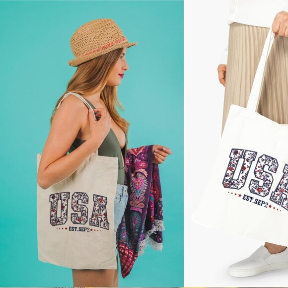 Canvas Tote Bag Reusable Grocery Travel Gift for Women Friends - Picture 4 of 6